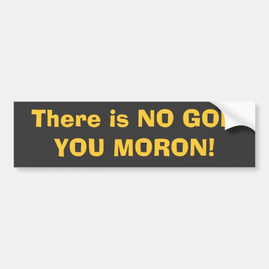 ER IS GEEN GOD, MORON. BUMPERSTICKER (Voorkant)