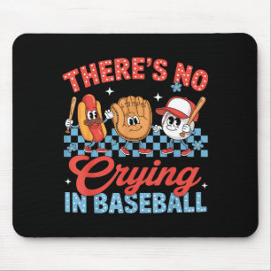 Er Is Geen Huilen Bij Honkbal Funny Game Day Honkb Muismat