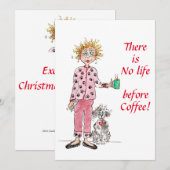 Er is geen leven voor de sketch van de koffiekleur feestdagenkaart (Voorkant / Achterkant)