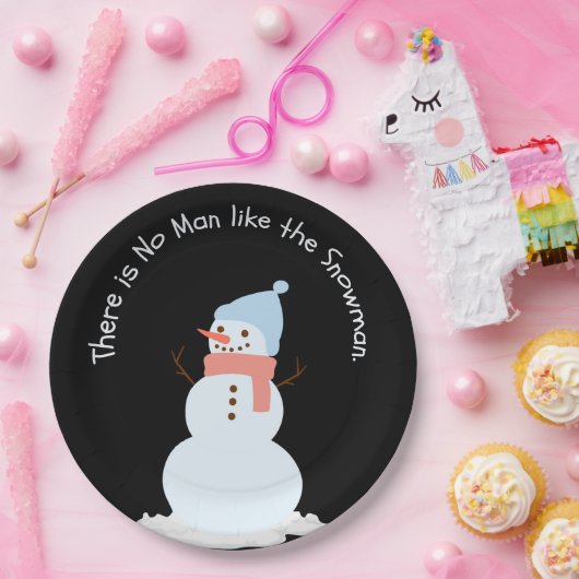 Er is geen man zoals de sneeuwman papieren bordje (Feest)