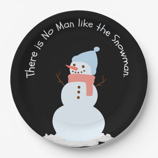 Er is geen man zoals de sneeuwman papieren bordje (Voorkant)