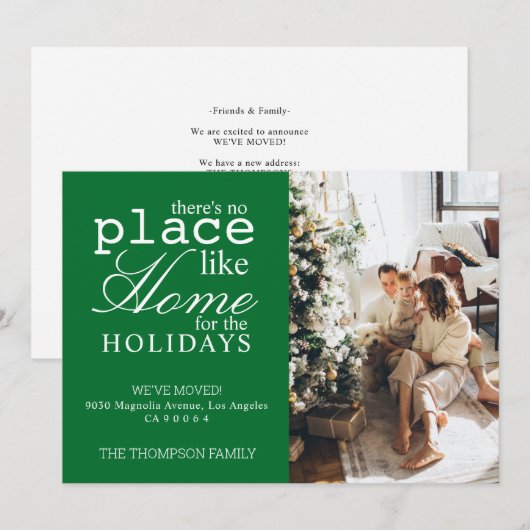 Er Is Geen Plaats Als Thuis Groen Foto Verhuizen Feestdagenkaart (Voorkant / Achterkant)