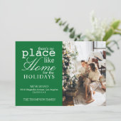 Er Is Geen Plaats Als Thuis Groen Foto Verhuizen Feestdagenkaart (Staand voorkant)