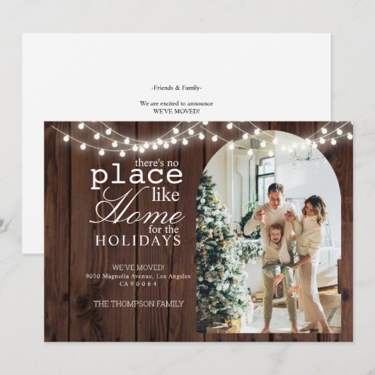 Er Is Geen Plaats Als Thuis Houten Foto Bewegend Feestdagenkaart (Voorkant / Achterkant)