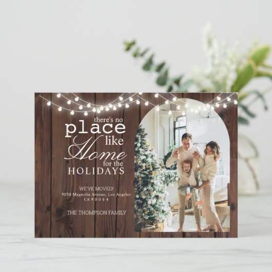 Er Is Geen Plaats Als Thuis Houten Foto Bewegend Feestdagenkaart (Staand voorkant)