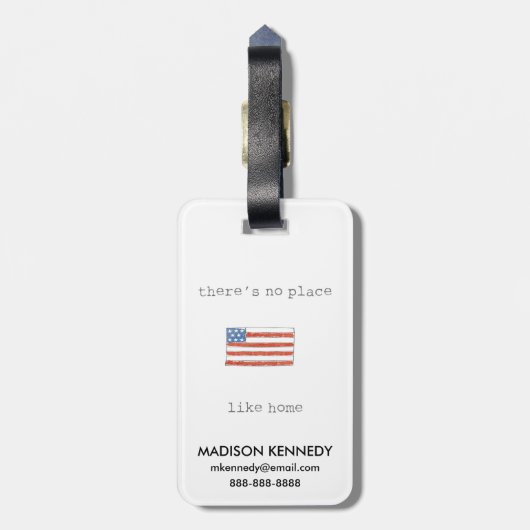 Er Is Geen Plaats Als Thuis | Vlag van de VS Bagagelabel (Achterkant verticaal)