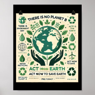 Er is geen planeet B, handel nu om de aarde T-shir Poster