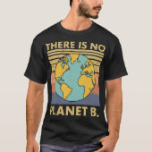 Er is geen planeet B - Retro Wereldbol met Zonsond T-shirt (Voorkant)