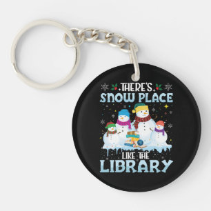 Er is geen plek als de bibliotheek met Kerstmis Sleutelhanger