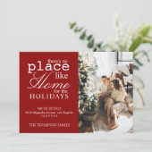 Er is geen plek als Home Red Photo Moving Feestdagenkaart (Staand voorkant)