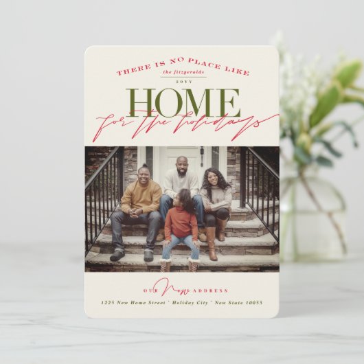 Er is geen plek als thuis voor de Feestdagen foto Feestdagenkaart (Staand voorkant)