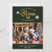 Er is geen plek als thuisfoto kerstfeestdag feestdagenkaart (Voorkant)