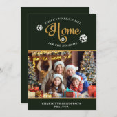 Er is geen plek als thuisfoto kerstfeestdag feestdagenkaart (Voorkant / Achterkant)