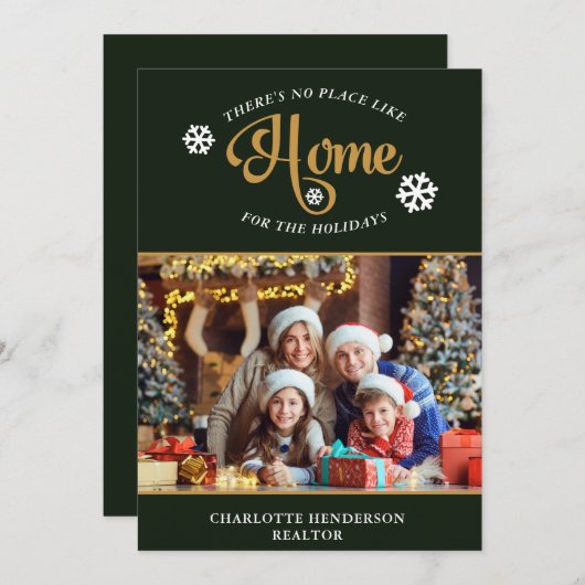 Er is geen plek als thuisfoto kerstfeestdag feestdagenkaart (Voorkant / Achterkant)