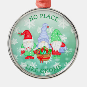 Er is geen plek zoals Gnome, kerst Metalen Ornament