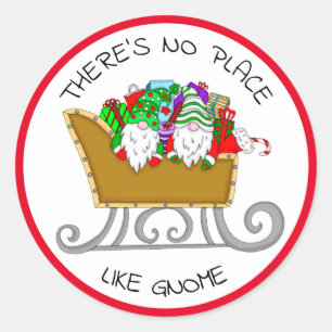Er is geen plek zoals Gnome, kerst Ronde Sticker