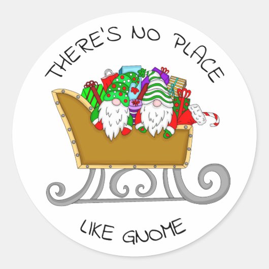 Er is geen plek zoals Gnome, kerst Ronde Sticker (Voorkant)