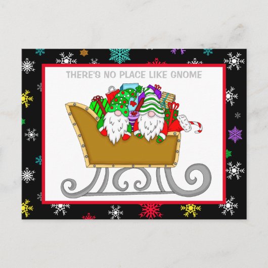Er is geen plek zoals Gnome, kerstkaart Briefkaart (Voorkant)