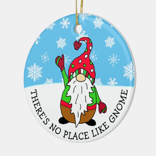 Er is geen plek zoals Gnome Kerstmis Keramisch Ornament (Links)