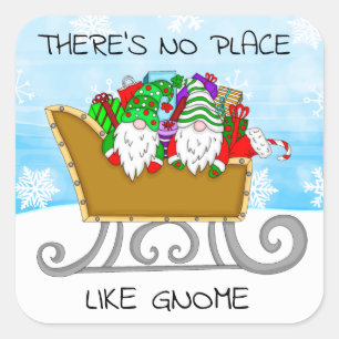 Er is geen plek zoals Gnome, kerstplein S Vierkante Sticker