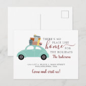 Er is geen plek zoals Home Cyan Car Car Moving Aankondigingskaart (Voorkant / Achterkant)