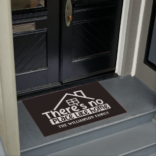 Er is geen plek zoals Home Personalized Black Deurmat