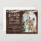 Er is geen plek zoals Home Wood Photo Moving Aankondigingskaart (Voorkant / Achterkant)