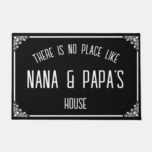 Er is geen plek zoals NANA & PAPA's huis zwart Deurmat (Voorkant)
