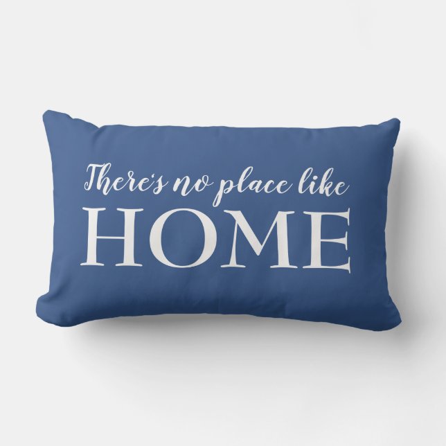 Er is geen plek zoals thuis Quote Blauw & Wit Kussen (Voorkant)
