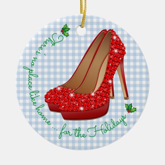 Er is geen plek zoals thuis Ruby Slippers Chrismas Keramisch Ornament (Voorkant)
