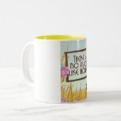 Er is geen thuis. tweekleurige koffiemok (Voorkant links)