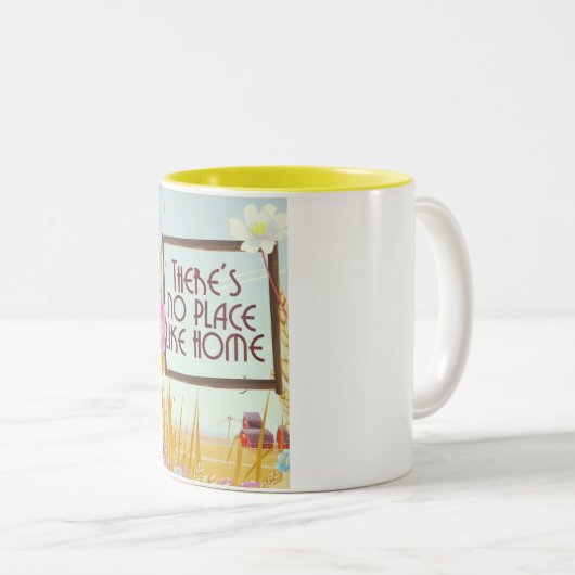 Er is geen thuis. tweekleurige koffiemok (Voorkant rechts)