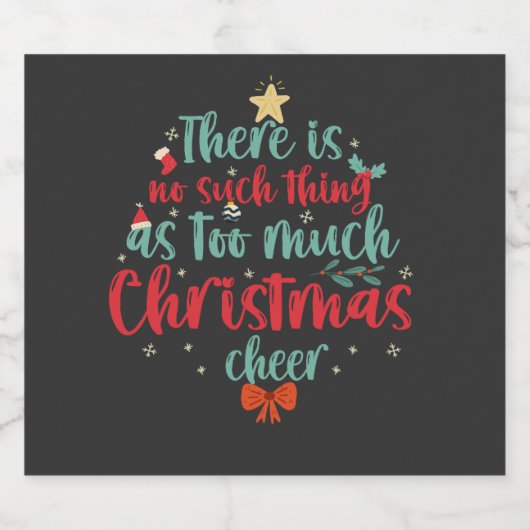 Er is geen Zoiets als Te Veel Kerstvreugde Bier Etiket (Enkel label)