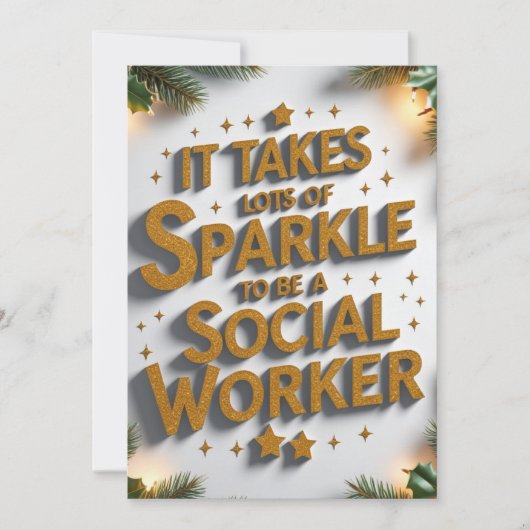 Er is heel veel glitter voor nodig om sociaal werk feestdagenkaart (Voorkant)