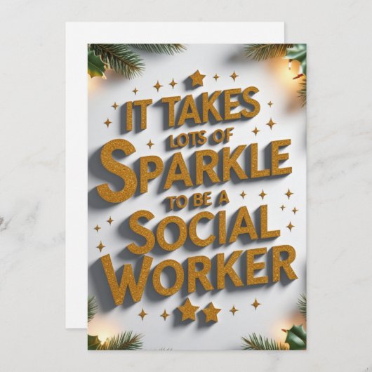 Er is heel veel glitter voor nodig om sociaal werk feestdagenkaart (Voorkant / Achterkant)
