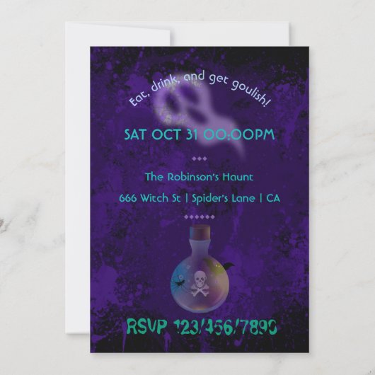 Er is iets in het uitnodigen van Halloween Party Kaart (Achterkant)