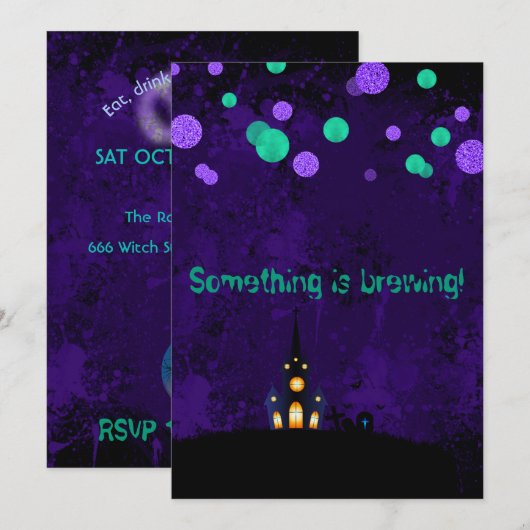 Er is iets in het uitnodigen van Halloween Party Kaart (Voorkant / Achterkant)