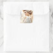 Er is iets met vrouwelijkheid dat simpelweg vierkante sticker (Tas)