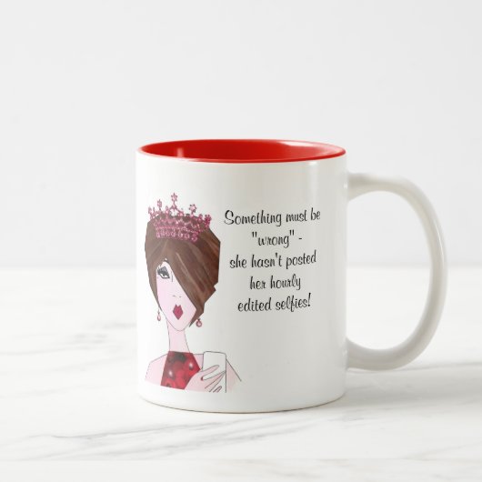 Er is iets mis. Ze heeft geen uurselfie gepost. Tweekleurige Koffiemok (Rechts)