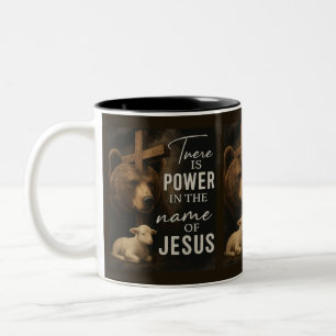 Er is kracht in de Naam van Jezus Tweekleurige Koffiemok