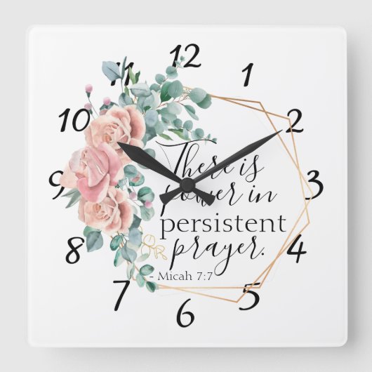 Er is kracht in gebed vierkante klok (Voorkant)