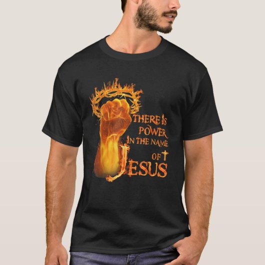 Er is kracht in naam van Jezus vuur T-shirt (Voorkant)