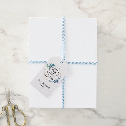 Er is macht in de naam Jezus Cadeaulabel (Met Touw)