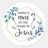 Er is macht in de naam Jezus Ronde Sticker (Voorkant)
