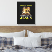 Er is macht in naam van Jesus Lion Christelijk Canvas Afdruk (Insitu (Slaapkamer))