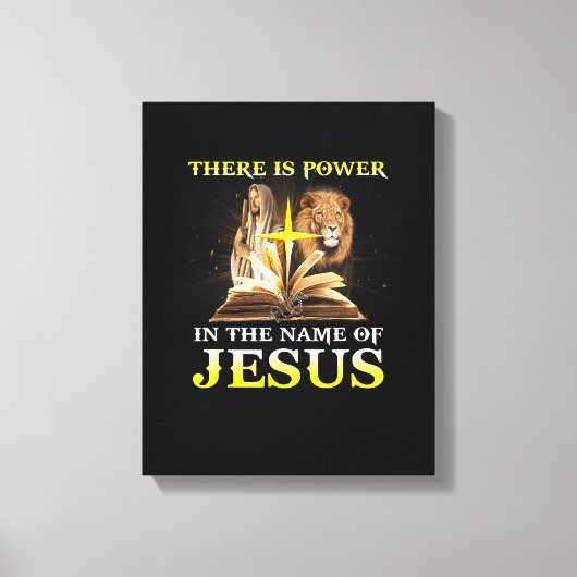 Er is macht in naam van Jesus Lion Christelijk Canvas Afdruk (Voorkant)