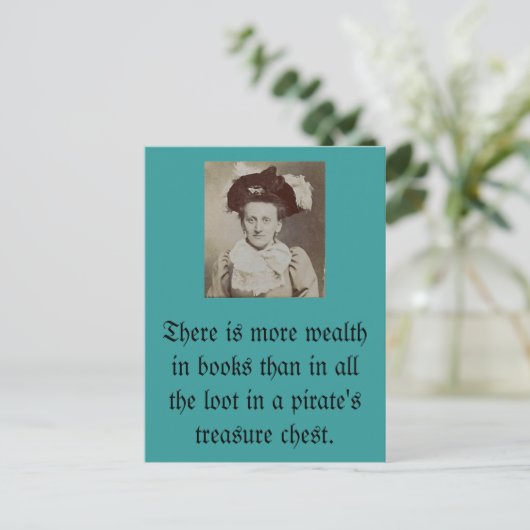 Er is meer rijkdom in boeken... briefkaart (Staand voorkant)