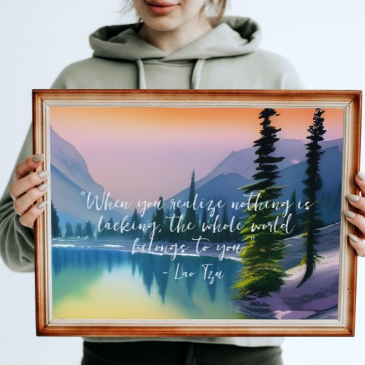 Er is niets mis met Zen Quote Peaceful Lake Scene Poster