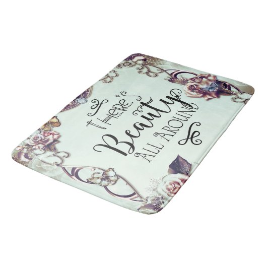 Er is schitterend overal rond Butterflies en Rozen Badmat (Gekanteld)