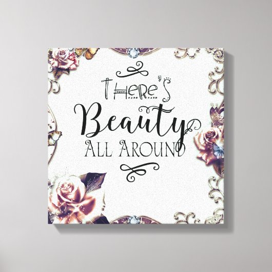 Er is schitterend overal rond Butterflies en Rozen Canvas Afdruk (Voorkant)